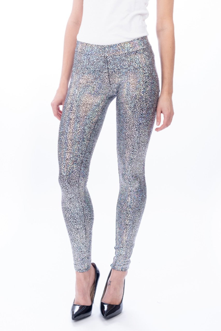 Holographic Silver Leggings Luxury Designer Fashion Lena Quist