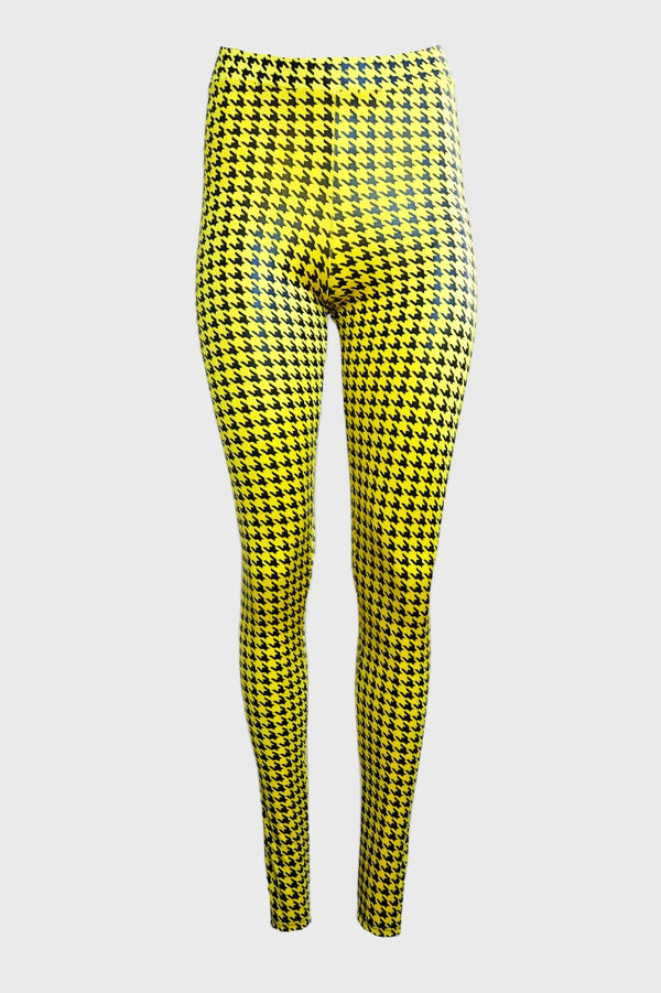 Dogtooth Yellow/Black High-Waist Leggings