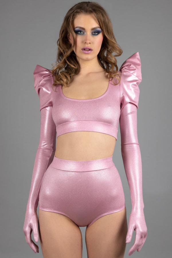 Glove Sleeve Crop Top, Pearly Pink