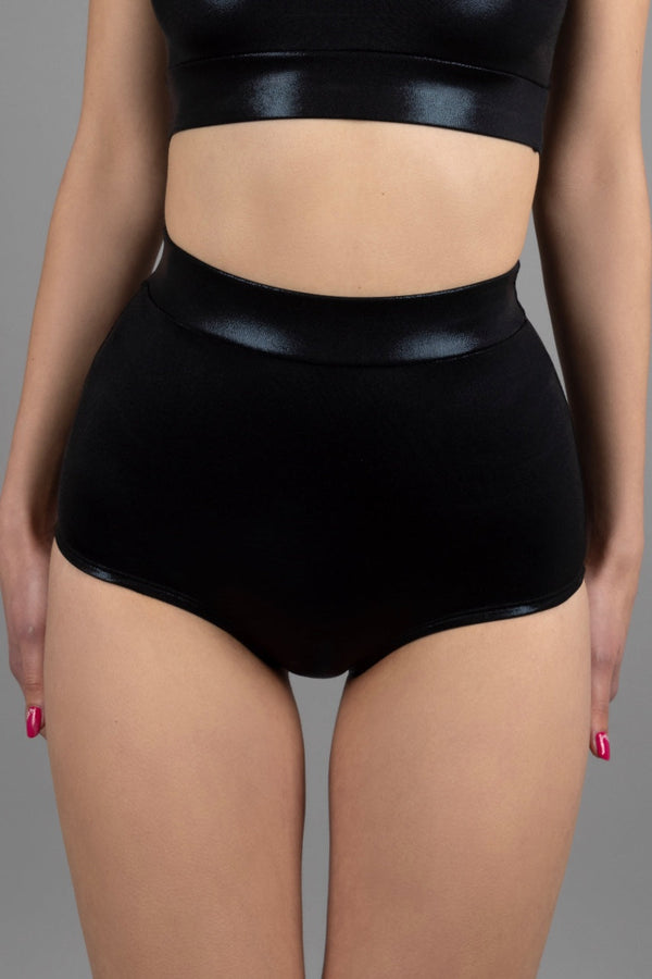 High Waist Cheeky Hotpants, Black