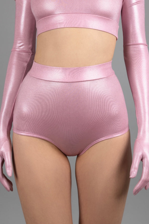 High Waist Cheeky Hotpants, Pearly Pink