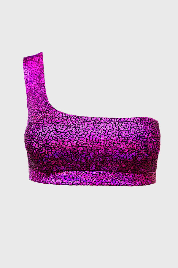 One Shoulder Bikini Top, Hot Pink