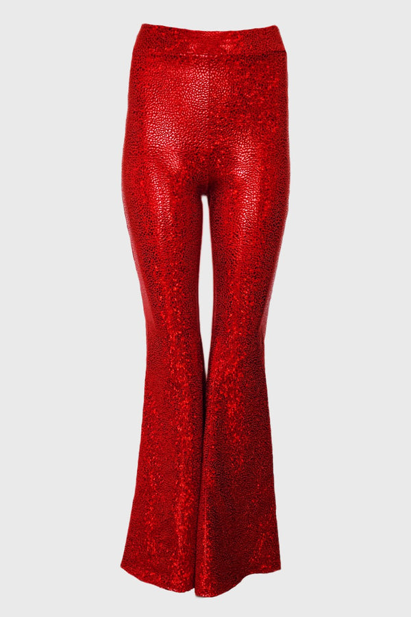 Flare High Waist Leggings, Red/Red