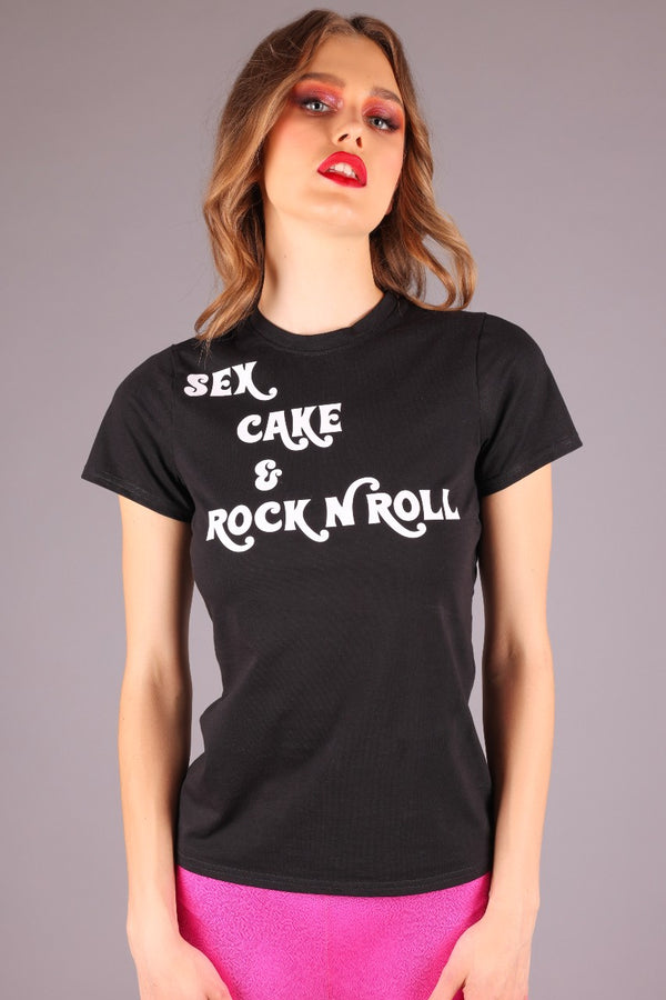 Sex, Cake & Rock' n' Roll Tee, Black