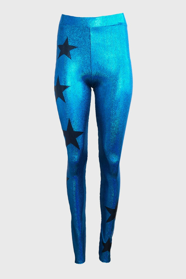 Starry Leggings, Turquoise/Black