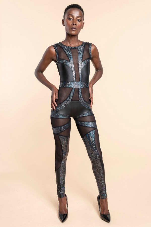 Black Luxury Designer Catsuit | Stage Costume 
