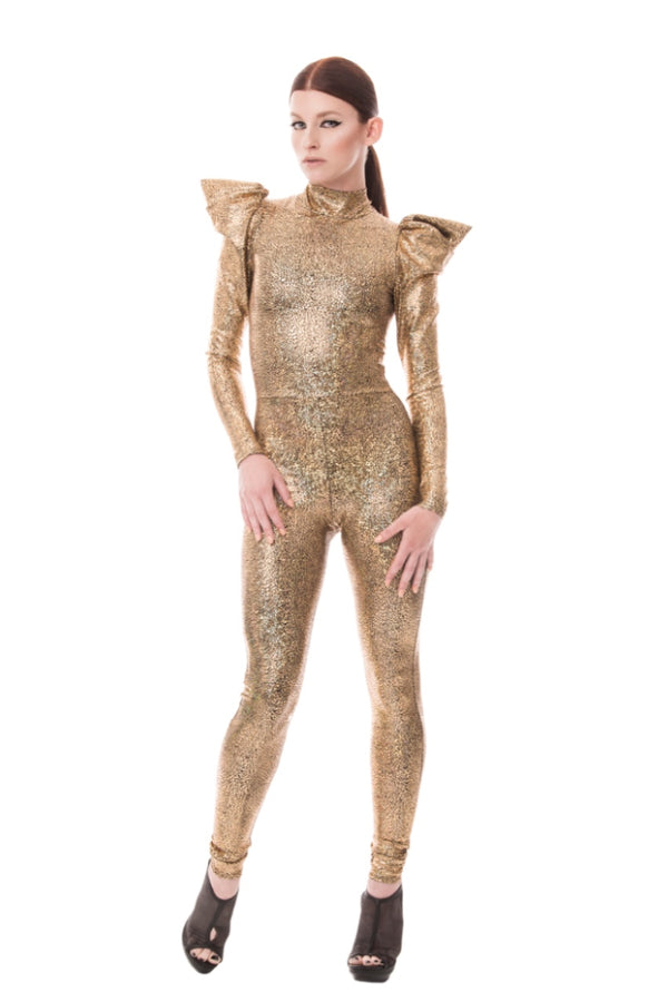 Signature Long Sleeve Catsuit, Gold