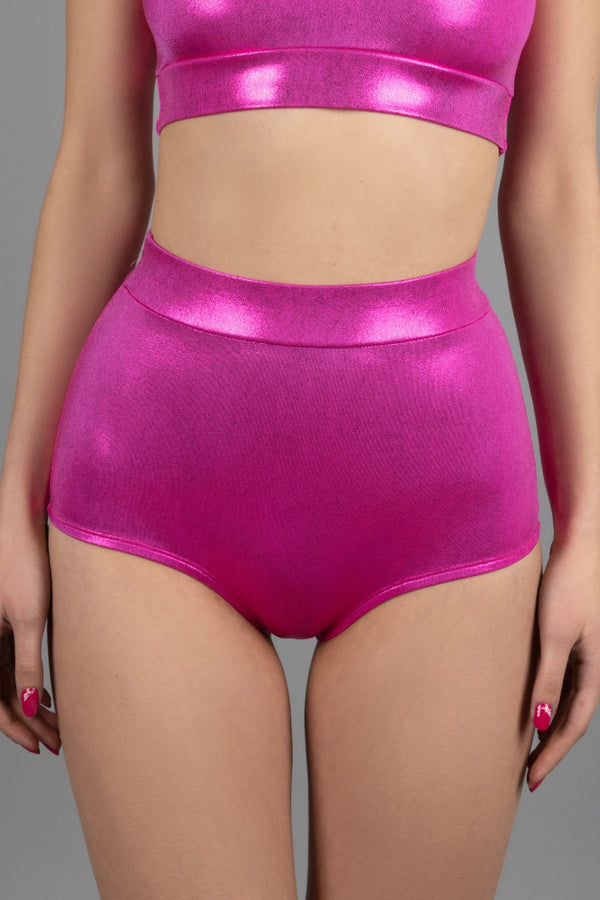 High Waist Cheeky Hotpants, Hot Pink