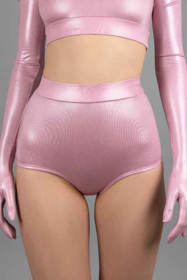 High Waist Cheeky Hotpants, Pearly Pink