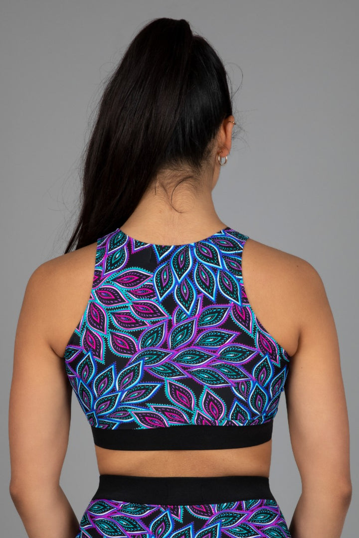Peacock Feather Print Crop Top | Yoga Clothing