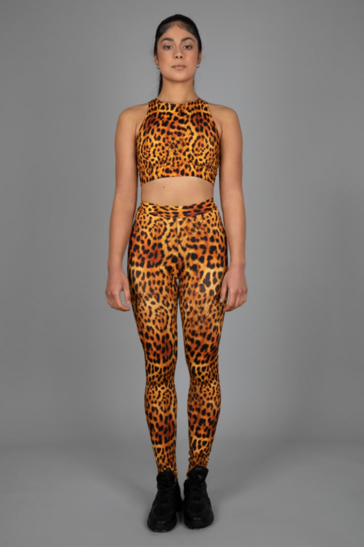 Matching Set Leopard Print | Crop Top & High Waist Leggings Yoga Set