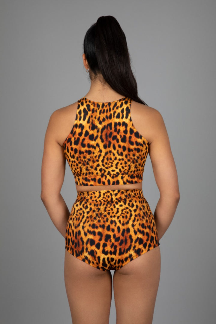 Matching Set Leopard Print | Crop Top & Cheeky High Waist Hotpants Set
