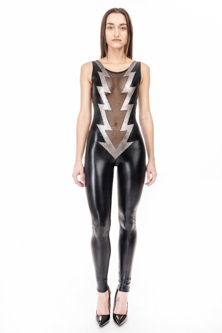 Sexy Lightning Bolt Catsuit | Glam Rock Stage Costume | David Bowie Costume