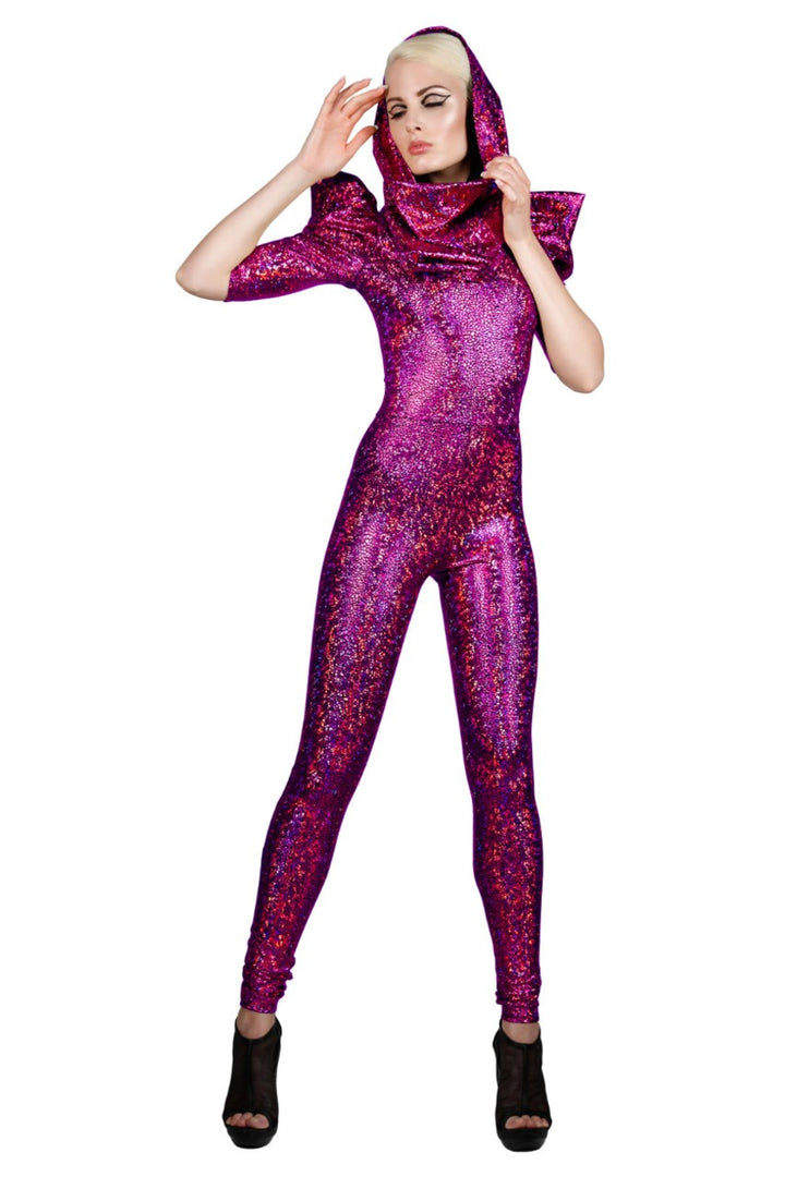 Holographic Pink Catsuit | Luxury Designer Catsuit