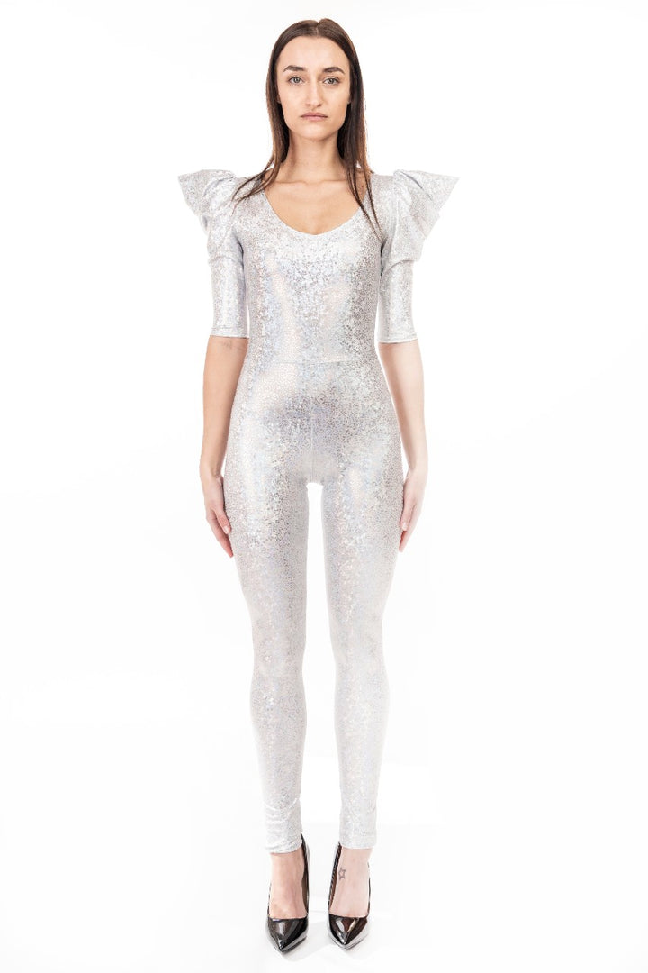 Holographic White Catsuit | Futuristic Wedding Catsuit