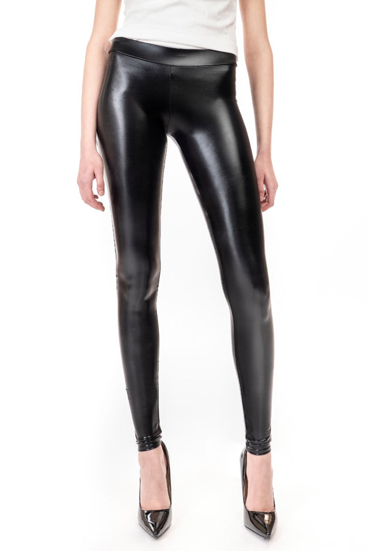 Black Vegan Leather Leggings | Glam Rock Stage Wear