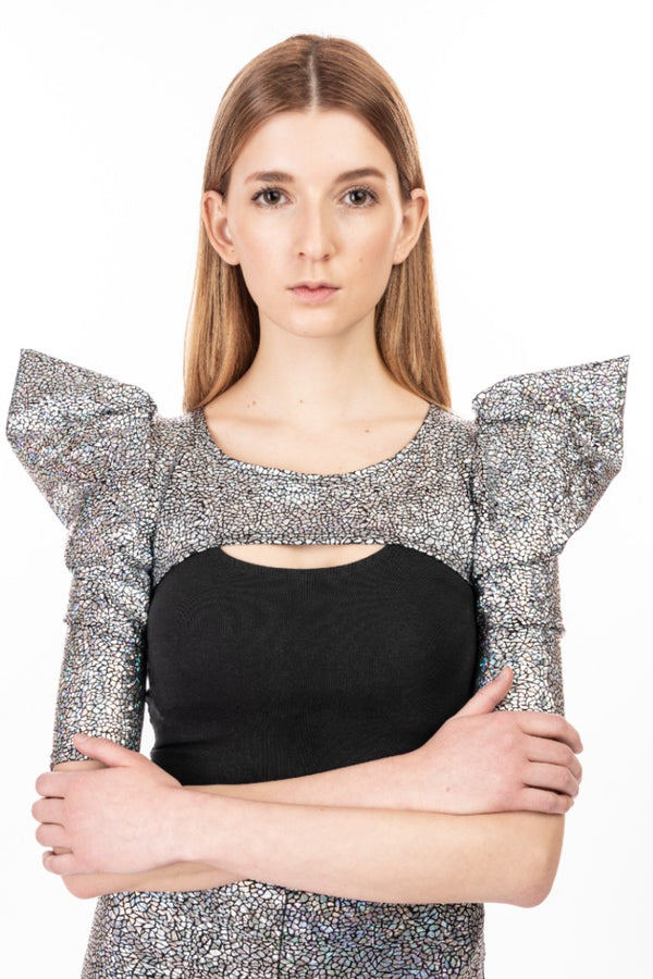 Silver Mini Bolero | Futuristic Fashion Top