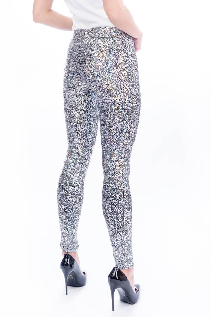 Holographic Silver Leggings | Luxury Designer Back Pocket Leggings