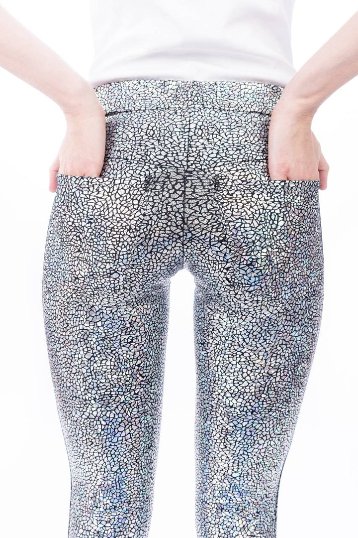 Holographic Silver Leggings | Luxury Designer Fashion