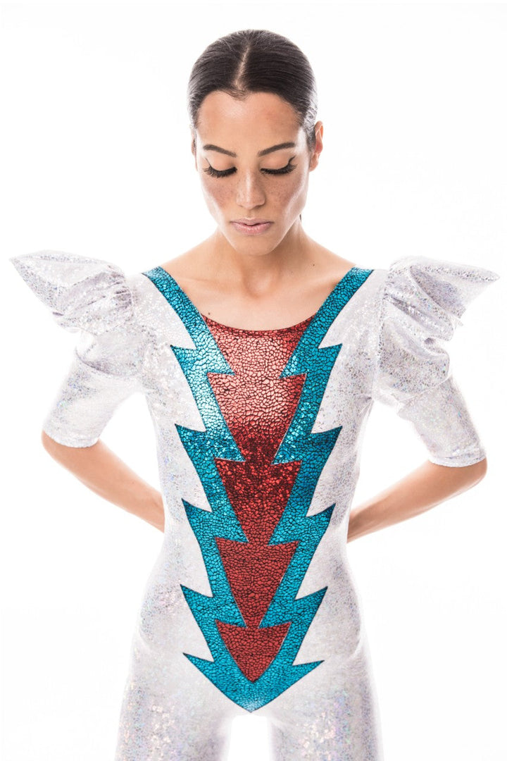 Ziggy Stardust Lightning Bolt Catsuit | David Bowie Glam Rock Stage Costume 